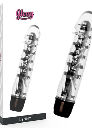 Klarer glatter leny vibrator schwarz mit schwarzen akzenten und silbernen metallkomponenten aus kunststoff