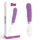 Glänzender paul vibrator lila in purpur und weiß mit glatter ergonomischer form aus hochwertigem material