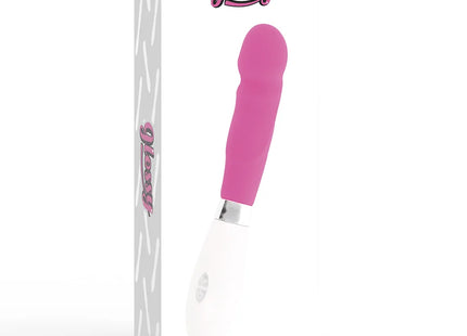 Glänzender paul vibrator rosa mit pink und weißem glanz und ergonomischem design aus glattem material