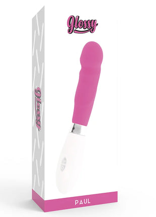 Glänzender paul vibrator rosa mit pink und weißem glanz und ergonomischem design aus glattem material