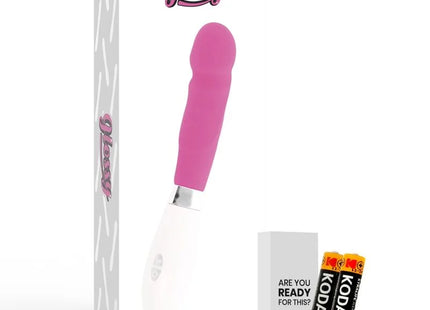 Glänzender paul vibrator rosa in pink und weiß mit ergonomischem design und glänzender oberfläche
