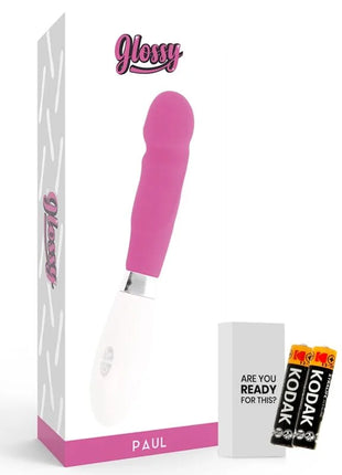 Glänzender paul vibrator rosa in pink und weiß mit ergonomischem design und glänzender oberfläche