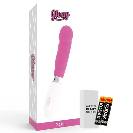 Glänzender paul vibrator rosa in pink und weiß mit ergonomischem design und glänzender oberfläche