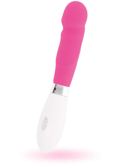 Glossy paul vibrator rosa pink weißer silikon vibrato wand mit silbernem metallband