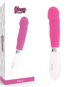 Glänzender paul vibrator rosa in pink und weiß mit glattem ergonomischem design aus hochwertigem material