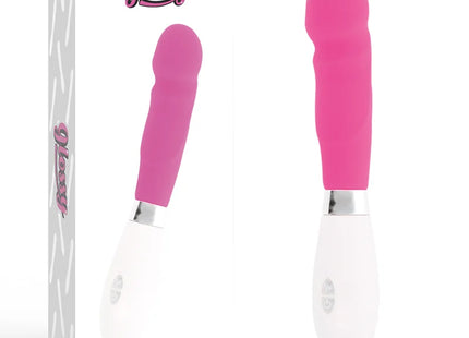 Glänzender paul vibrator rosa in pink und weiß mit glattem ergonomischem design aus hochwertigem material