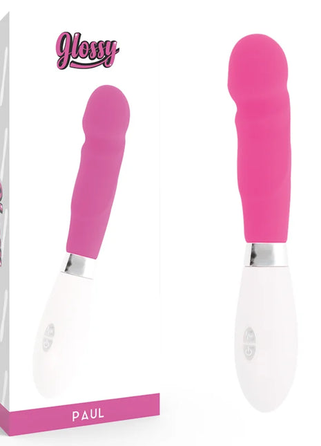 Glänzender paul vibrator rosa in pink und weiß mit glattem ergonomischem design aus hochwertigem material