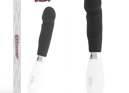 Schwarzer und weißer glossy paul vibrator mit glänzendem finish und ergonomischem design