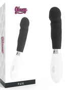 Schwarzer und weißer glossy paul vibrator mit glänzendem finish und ergonomischem design