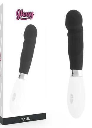 Schwarzer und weißer glossy paul vibrator mit glänzendem finish und ergonomischem design