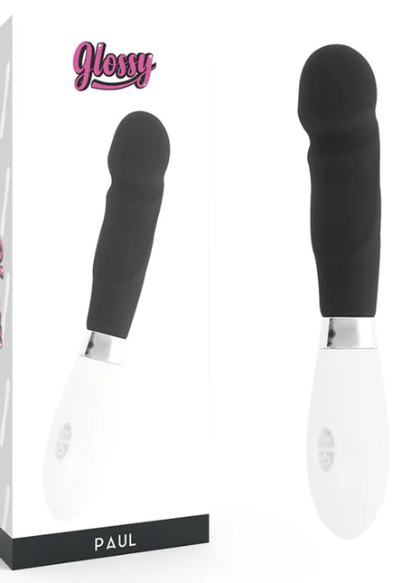 Schwarzer und weißer glossy paul vibrator mit glänzendem finish und ergonomischem design
