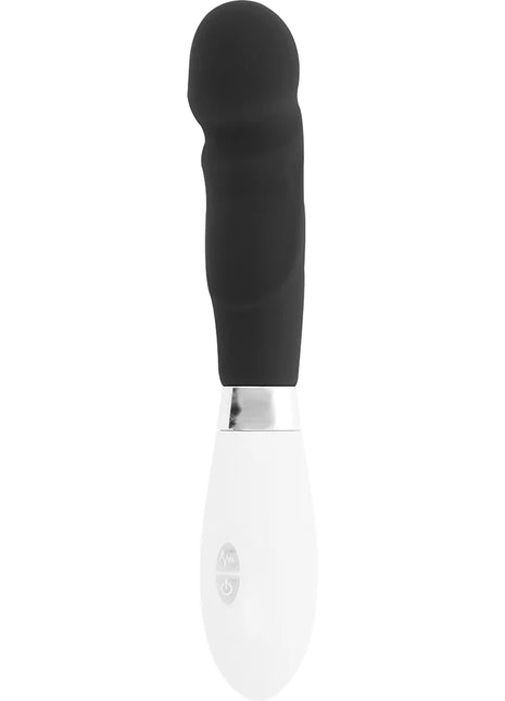 Glossy paul vibrator schwarz schwarzes silikon mit weißem griff ergonomisch geformt für persönliche freude