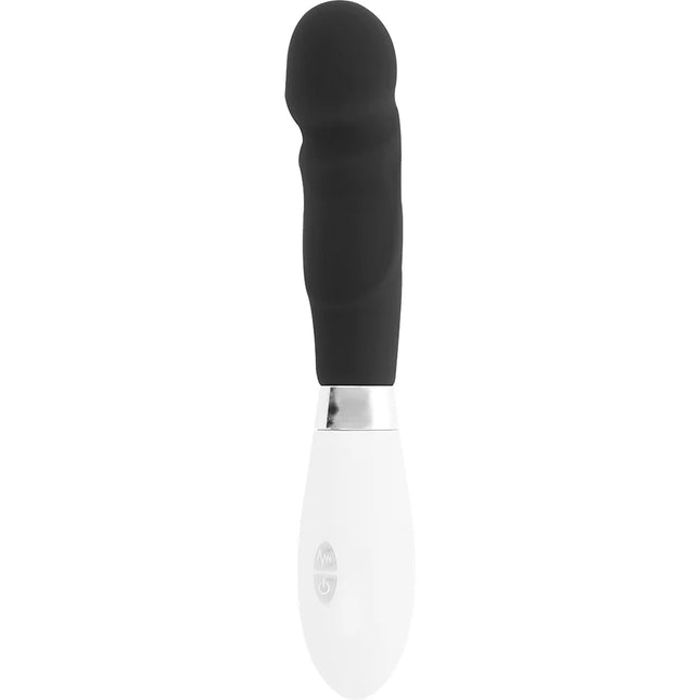 Glossy paul vibrator schwarz schwarzes silikon mit weißem griff ergonomisch geformt für persönliche freude