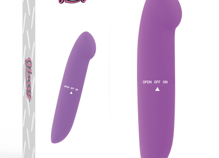 Glossy phil vibrator lila mit glattem, geschwungenem design und taktilen steuerungstasten aus glänzendem material