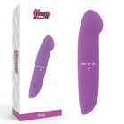 Glossy phil vibrator lila mit glattem, geschwungenem design und taktilen steuerungstasten aus glänzendem material