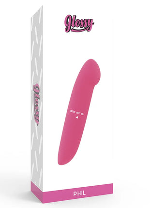 Glänzender phil vibrator rosa in glattem silikon mit glänzendem finish für stilvollen gebrauch