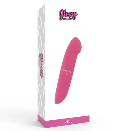 Glänzender phil vibrator rosa in glattem silikon mit glänzendem finish für stilvollen gebrauch