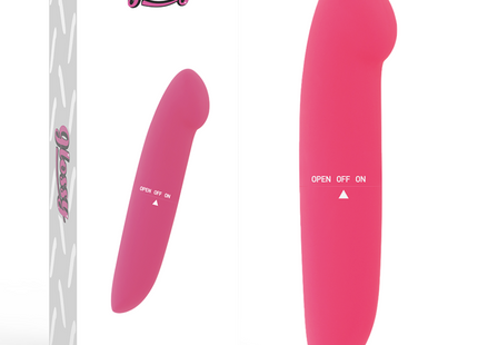 Glänzender rosa phil vibrator aus hochwertigem material mit glattem design und bedienfeld mit open off on funktion