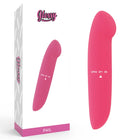 Glänzender rosa phil vibrator aus hochwertigem material mit glattem design und bedienfeld mit open off on funktion