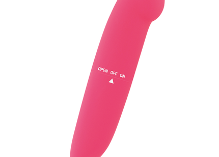 Glossy phil vibrator rosa pink silikonvibrator mit offen aus an knopf und dreieckanzeige