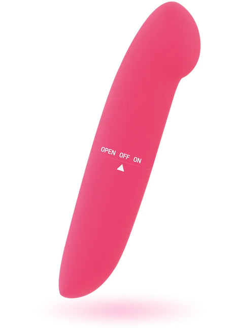 Glossy phil vibrator rosa pink silikonvibrator mit offen aus an knopf und dreieckanzeige