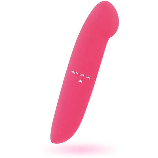 Glossy phil vibrator rosa pink silikonvibrator mit offen aus an knopf und dreieckanzeige