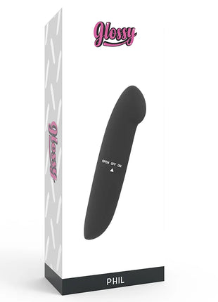 Glossy phil vibrator schwarz aus glänzendem material für intensive vibrationserlebnisse