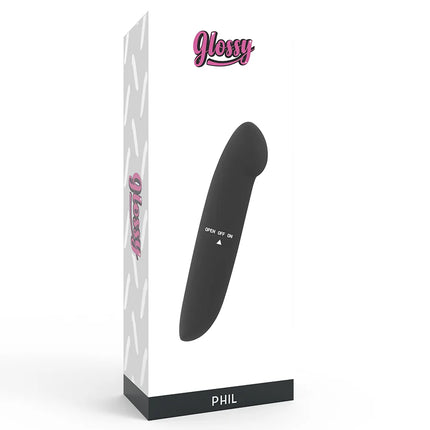 Glossy phil vibrator schwarz aus glänzendem material für intensive vibrationserlebnisse