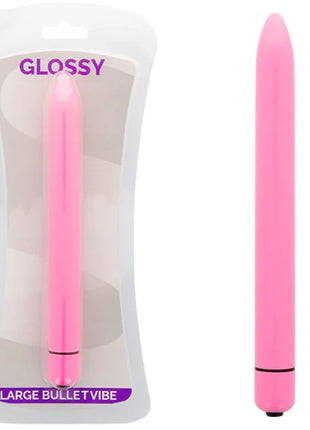 Glossy large bulletvibe schlanker vibrator in tiefem rosaton aus glänzendem kunststoff für intensive stimulation