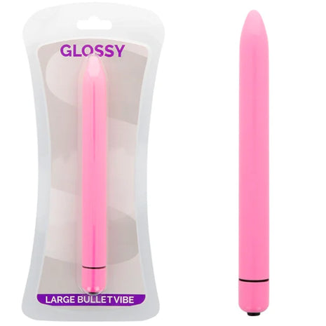 Glossy large bulletvibe schlanker vibrator in tiefem rosaton aus glänzendem kunststoff für intensive stimulation