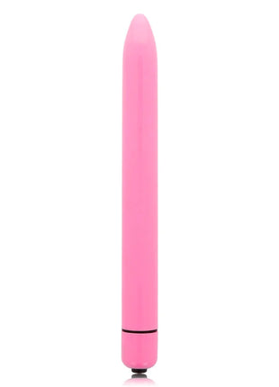 Glossy schlanker vibrator deep rose pinker silikonmasturbator mit glattem, konischem design und schwarzem akzentband