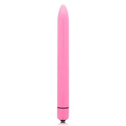 Glossy schlanker vibrator deep rose pinker silikonmasturbator mit glattem, konischem design und schwarzem akzentband