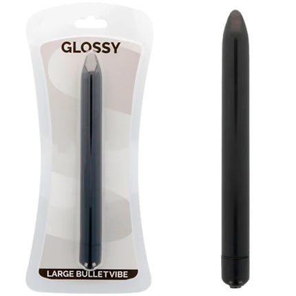 Glossy großer bulletvibe aus schwarzem glänzendem kunststoff schlanker vibrator schwarz für diskrete anwendung