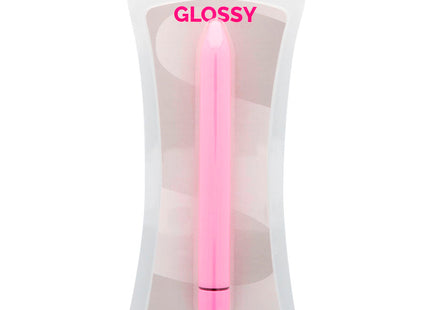 Glossy slim rosa vibrationsstab groß pink glänzend in transparenter plastikverpackung