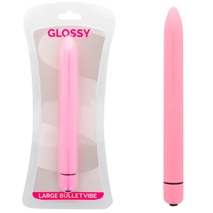 Glänzender großer rosa bulletvibrator glossy slim mit glatter oberfläche und konischem design