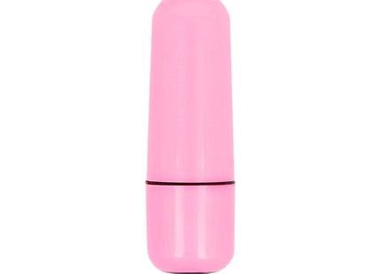 Glatter glänzender kleiner bullet-vibrator in tiefrose mit schwarzer basis und zylindrischer form