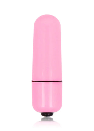 Glatter glänzender kleiner bullet-vibrator in tiefrose mit schwarzer basis und zylindrischer form