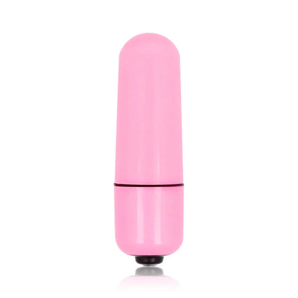 Glatter glänzender kleiner bullet-vibrator in tiefrose mit schwarzer basis und zylindrischer form