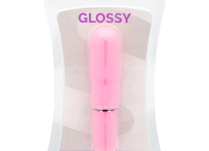 Glänzender taschenvibrator glossy in tiefrosa aus kunststoff in klarer plastikverpackung
