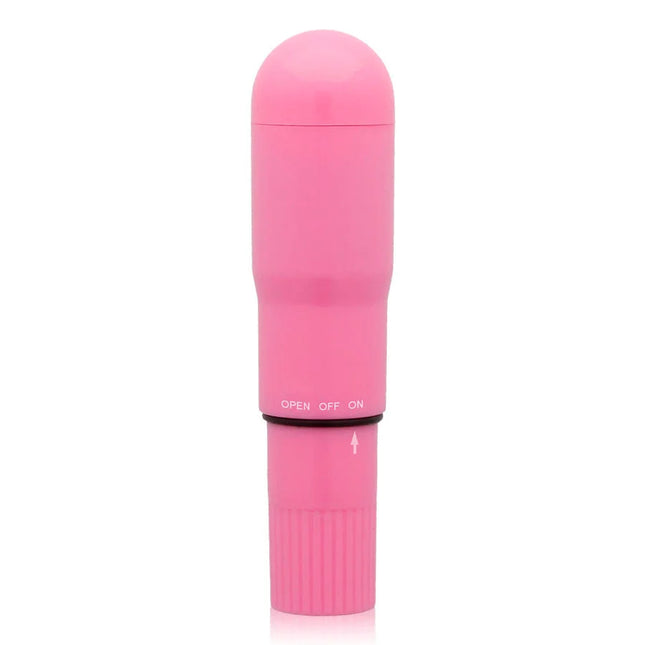 Glossy taschenvibrator deep rose pink mit glatter abgerundeter spitze und strukturierter grifffläche
