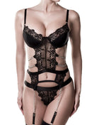 Grey Velvet – 2-teiliges Lingerie-Set mit Ketten (20225) - S / Black - Sexy Dessous-Set