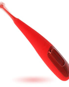 Roter hallo fokus vibrator rot mit schlankem design und transparentem griff aus kunststoff