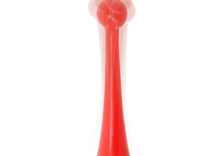 Roter plastikzahnbürste mit rundem kopf und verjüngtem griff im produkt hallo focus vibrator rot