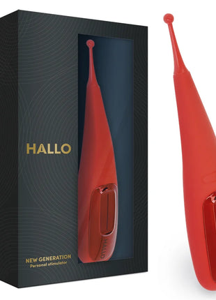Roter hallo personalstimulator mit elegantem tropfenförmigem design und glänzendem finish im fokus vibrator rot