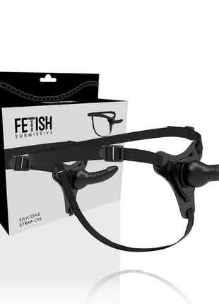 FETISH SUBMISSIVE HARNESS - REALISTISCHES SCHWARZES SILIKON 16 CM - Strapon Gurte