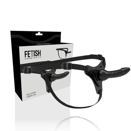 FETISH SUBMISSIVE HARNESS - REALISTISCHES SCHWARZES SILIKON 16 CM - Strapon Gurte