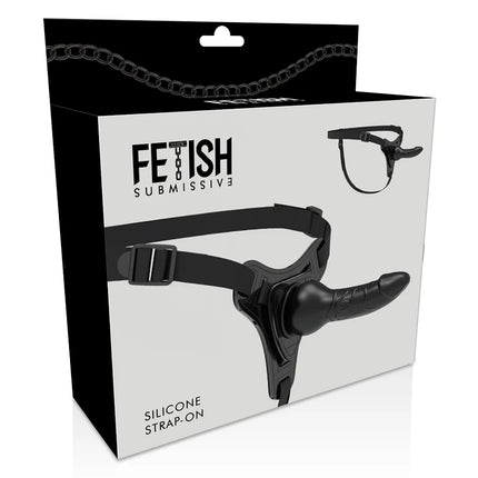 FETISH SUBMISSIVE HARNESS - REALISTISCHES SCHWARZES SILIKON 16 CM - Strapon Gurte
