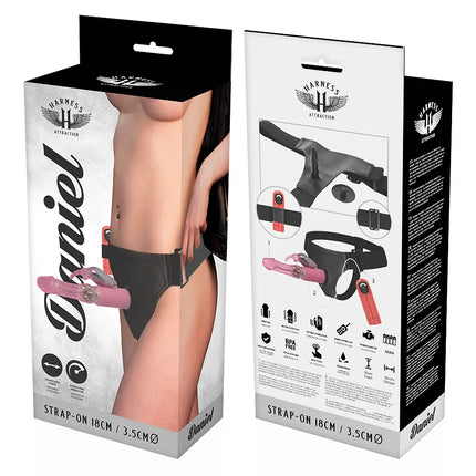 HARNESS ATTRACTION - RNES DANIEL MIT VIBRATION UND ROTATION 18 CM -O- 3.5 CM - Vibrationsgurte