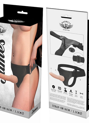 Schwarzer james harness strap-on von Harness Attraction mit verstellbaren riemen und sicherem verschluss