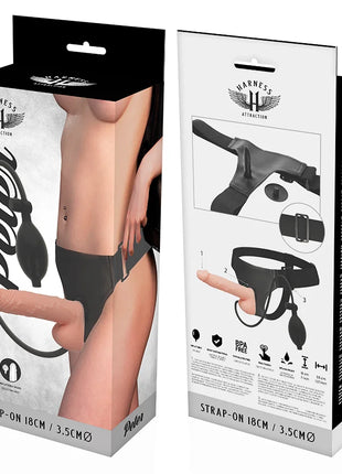 HARNESS ATTRACTION - RNES PETER MIT AUFBLASBAREM PENIS 18 CM -O- 3.5 CM - Strapon Gurte
